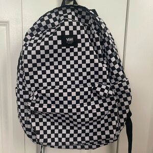 Vans Classic Checkered Backpack in Black and White